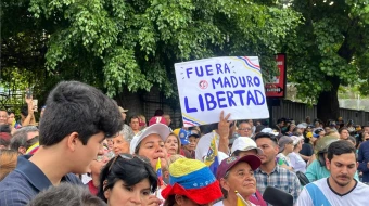 Protesta en Venezuela contra la represión del régimen chavista.