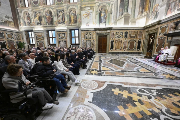 Imagen de la audiencia esta mañana con los miembros de la Federación Italiana de Bochas. Crédito: Vatican Media