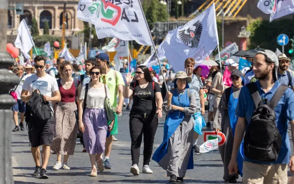 The pro-life march in Rome attracted people from all over Italy.  Credit: Daniel Ibáñez / EWTN News.