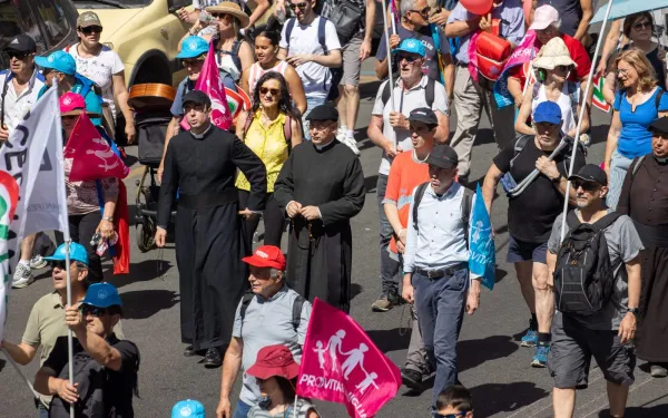 Among the participants were priests and religious.  Credit: Daniel Ibáñez / EWTN News.