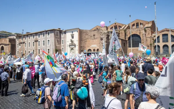 The march reaches the Basilica of Saint Mary of the Angels and Martyrs in Rome.  Credit: Basilica of Saint Mary of the Angels and Martyrs.