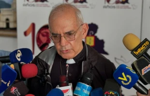 Mons. Mario Moronta, Obispo de San Cristóbal, durante una declaración a medios nacionales e internacionales. Crédito: Diócesis de San Cristóbal.