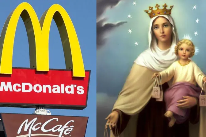 Halloween: Decoran McDonald’s con Virgen del Carmen ensangrentada y Niño Jesús decapitado