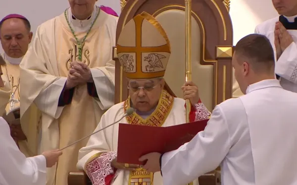 Cardenal Marcello Semeraro en la Misa de beatificación del P. Michał Rapacz en el Santuario de la Divina Misericordia en Cracovia-Łagiewniki (Polonia), el sábado 15 de junio de 2024. Crédito: Episkopat News.