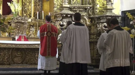 El sacerdote y los acólitos en una Misa tradicional 14082024