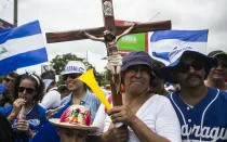 Participantes de una marcha de protesta en Masaya (Nicaragua) en 2018.