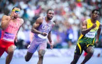 Noah Lyles en la carrera de 200 metros planos en París 2024