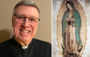 Mons. Jean Tailleur, obispo auxiliar electo de Quebec, Canadá; y la Virgen de Guadalupe. Crédito: Arquidiócesis de Quebec / Dominio público.