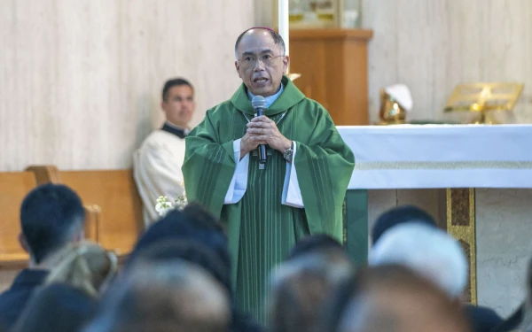 Mons. Brian Nunes pronounces the homily of Mass in honor of Mons. David O'Connell. Credit: Archdiocese of Los Angeles.