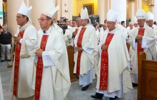 Obispos de Colombia en la Catedral de Bogotá en abril de 2024. Crédito: Eduardo Berdejo (ACI).