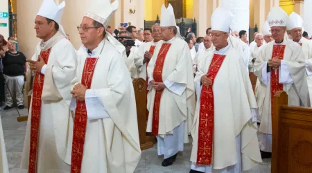 Obispos de Colombia en la Catedral de Bogotá en abril de 2024.