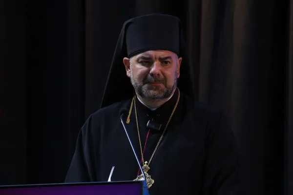 Bishop Hryhoriy Komar expresses with pain the devastating consequences that the war has brought for his people in Ukraine. Credit: Eduardo Berdejo - EWTN News