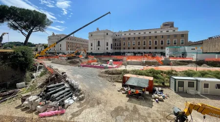 Imagen de las obras para el Jubileo 2025 en la Plaza Pía de Roma