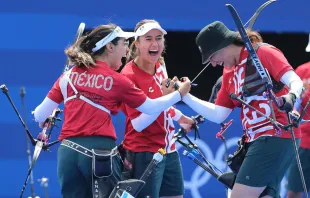 Alejandra Valencia, Ana Vázquez y Ángela Ruiz, arqueras mexicanas que ganaron medalla de bronce Crédito: CONADE