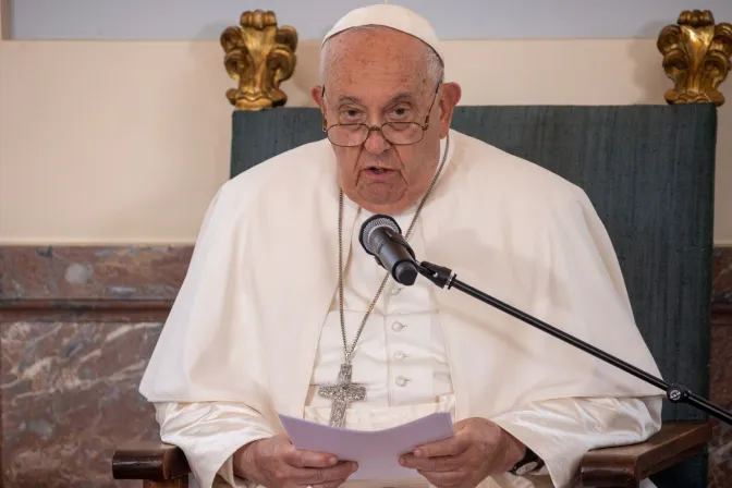 El Papa Francisco durante su discurso a las autoridades de Bélgica