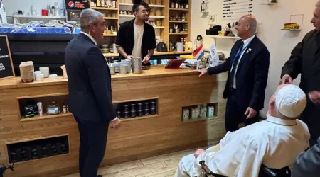 El Papa Francisco en la cafetería "Grupetto" de Luxemburgo