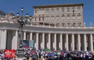 El Papa Francisco presidió este domingo 25 de agosto el rezo del Ángelus, ante los fieles congregados en la Plaza de San Pedro, en el Vaticano. Crédito: Captura de video / Vatican Media.