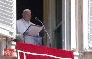 El Papa Francisco durante el rezo del Ángelus el domingo 25 de agosto de 2024. Crédito: Captura de video / Vatican Media.