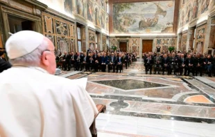 El Papa Francisco con una delegación de banqueros de Italia. Crédito: Vatican Media.