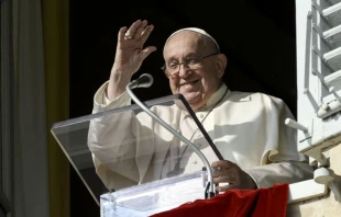 El Papa Francisco en el rezo del Ángelus en la Plaza de San Pedro en el Vaticano. Crédito: Vatican Media.