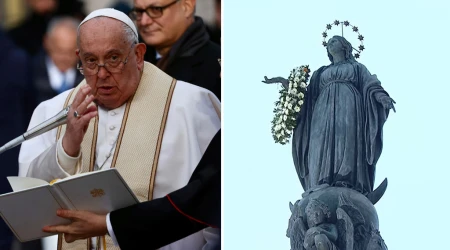 El Papa Francisco en la Plaza España en el homenaje a la Inmaculada 08122024