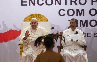 El Papa Francisco en su encuentro con los jóvenes en Timor Oriental, este miércoles 11 de septiembre de 2024. Crédito: Daniel Ibáñez / EWTN News. El Papa Francisco en su encuentro con los jóvenes en Timor Oriental, este miércoles 11 de septiembre de 2024. Crédito: Daniel Ibáñez / EWTN News.