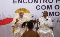 El Papa Francisco en su encuentro con los jóvenes en Timor Oriental, este miércoles 11 de septiembre de 2024. Crédito: Daniel Ibáñez / EWTN News.