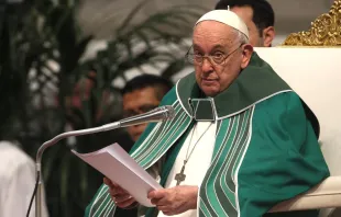 El Papa Francisco en la Misa de clausura del Sínodo de la Sinodalidad este 29 de octubre Crédito: Daniel Ibáñez/ACI Prensa