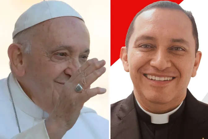 El Papa Francisco y el obispo electo de la Diócesis de Palmira, P. Rodrigo Gallego Trujillo.