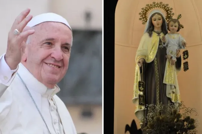 El Papa Francisco y la Virgen del Carmen.