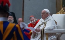 El Papa Francisco pronuncia su homilía durante las segundas vísperas de la Solemnidad de la Conversión de San Pablo, este 25 de enero de 2025, en la Basílica de San Pablo Extramuros.