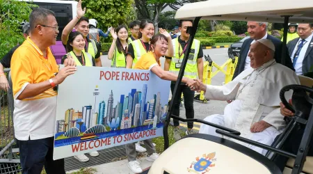 El Papa Francisco tras su llegada a Singapur