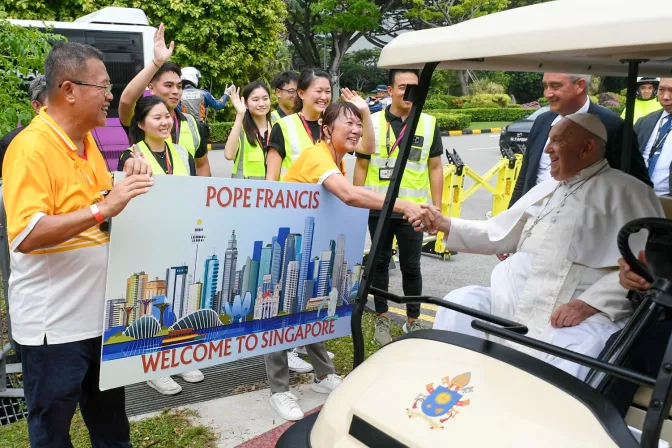 El Papa Francisco tras su llegada a Singapur