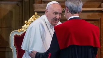 El Papa Francisco durante su visita a la Universidad Católica de Lovaina, en Bélgica.