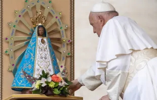 El Papa Francisco reza ante la Virgen de Luján Crédito: Daniel Ibáñez