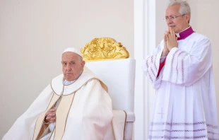 El Papa Francisco, durante la Misa celebrada en Timor Oriental. Crédito: Daniel Ibáñez / EWTN News.