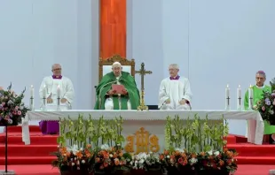 El Papa Francisco pronuncia la homilía dominical en Ulán Bator (Mongolia) Crédito: Vatican Media