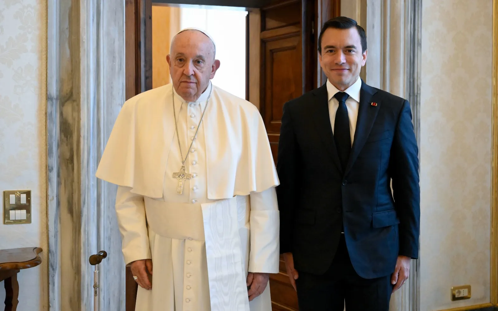 Pope Francis receives the president of Ecuador, Daniel Noboa, at the Vatican