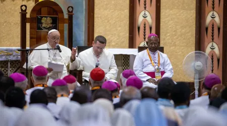 Imagen del Papa Francisco durante su discurso este 7 de septiembre