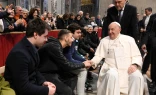 Imagen del encuentro entre el Papa Francisco y peregrinos del Camino de Santiago este 19 de diciembre