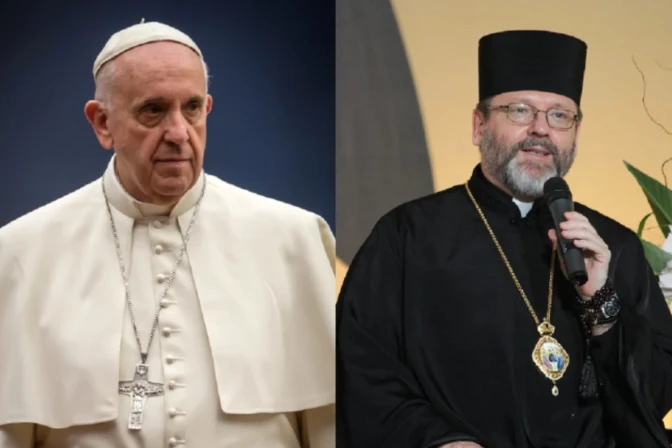 El Papa Francisco y el arzobispo mayor Sviatoslav Shevchuk