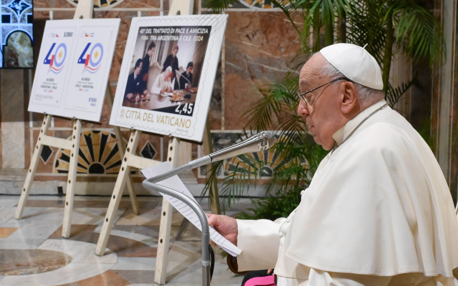 Imagen del Papa Francisco en la ceremonia con motivo del  40° aniversario del Tratado de Paz entre Argentina y Chile?w=200&h=150