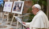 Imagen del Papa Francisco en la ceremonia con motivo del  40° aniversario del Tratado de Paz entre Argentina y Chile