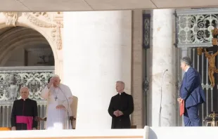 Imagen del Papa Francisco en la Audiencia General. Crédito: Vatican Media 