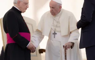 El Papa Francisco camina con ayuda de un bastón. Crédito: Daniel Ibáñez/ACI Prensa 