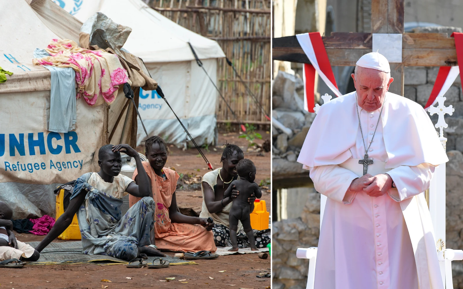 Refugiados que huyeron al campo de refugiados de Kule en Etiopía, 15 de julio de 2014 / Fotografía del Papa Francisco del 7 de marzo de 2021.?w=200&h=150