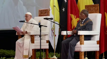 El Papa Francisco en su encuentro con las autoridades en Papúa Nueva Guinea