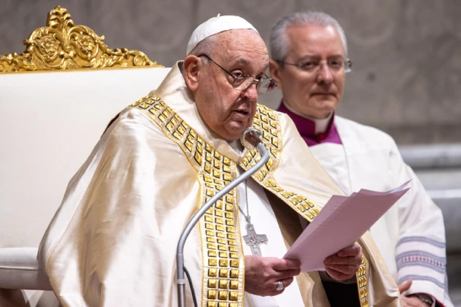 Papa Francisco en la celebración de las Vísperas y Te Deum de acción de gracias de fin de año 2024.