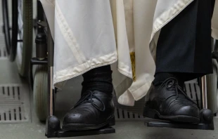 Imagen referencial de los zapatos del Papa Francisco Crédito: Daniel Ibáñez/EWTN News