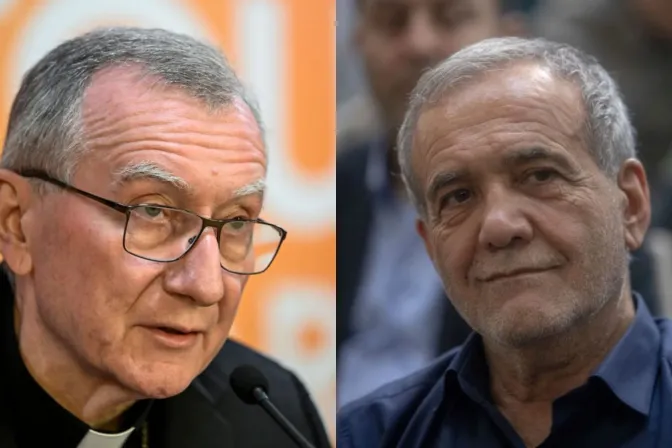 Cardenal Pietro Parolin y Masoud Pezeshkian.